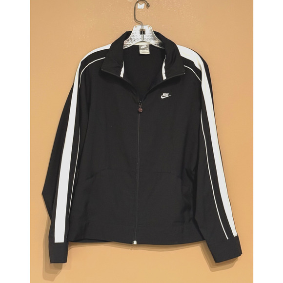 Vintage Nike Jacket Womens Large Black Track Windbreaker 90s Size 12-14 - Picture 1 of 11